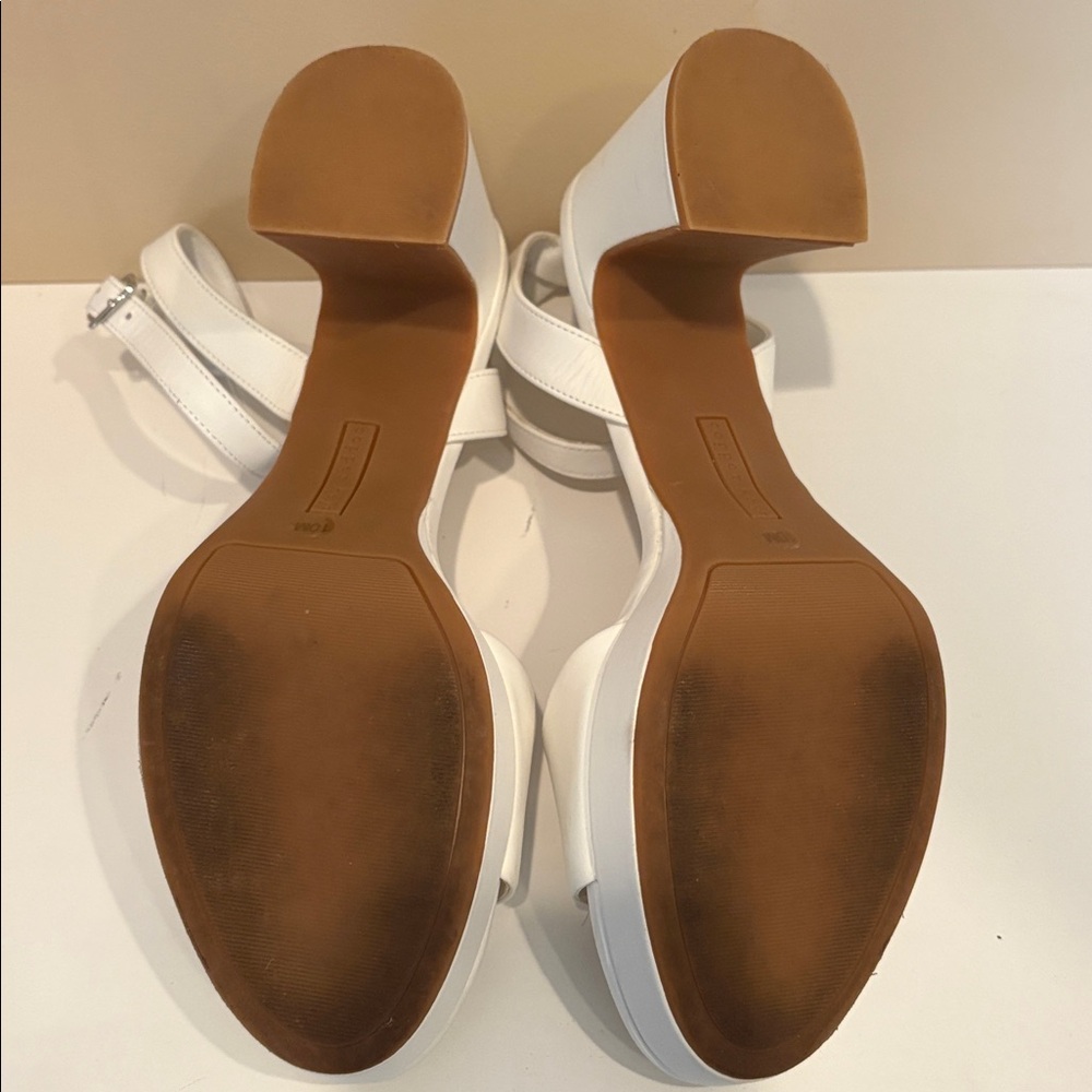 Copper Key White Block Heel Sandals - Picture 2 of 4